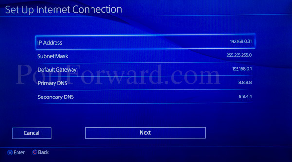 PlayStation 4 ip address manual settings
